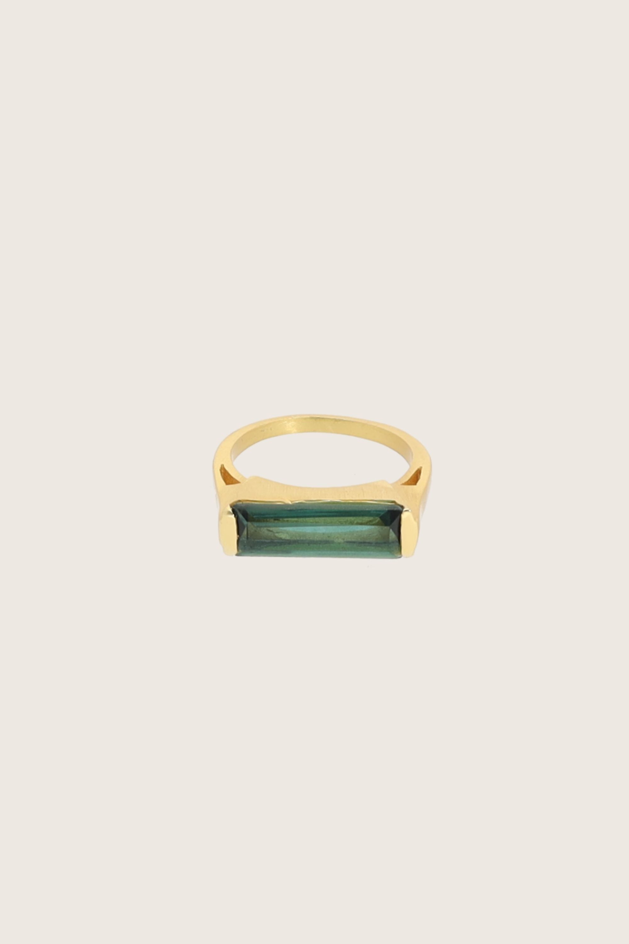 Geam 18K Recycled Fine Gold Plated Green Tourmaline Ring