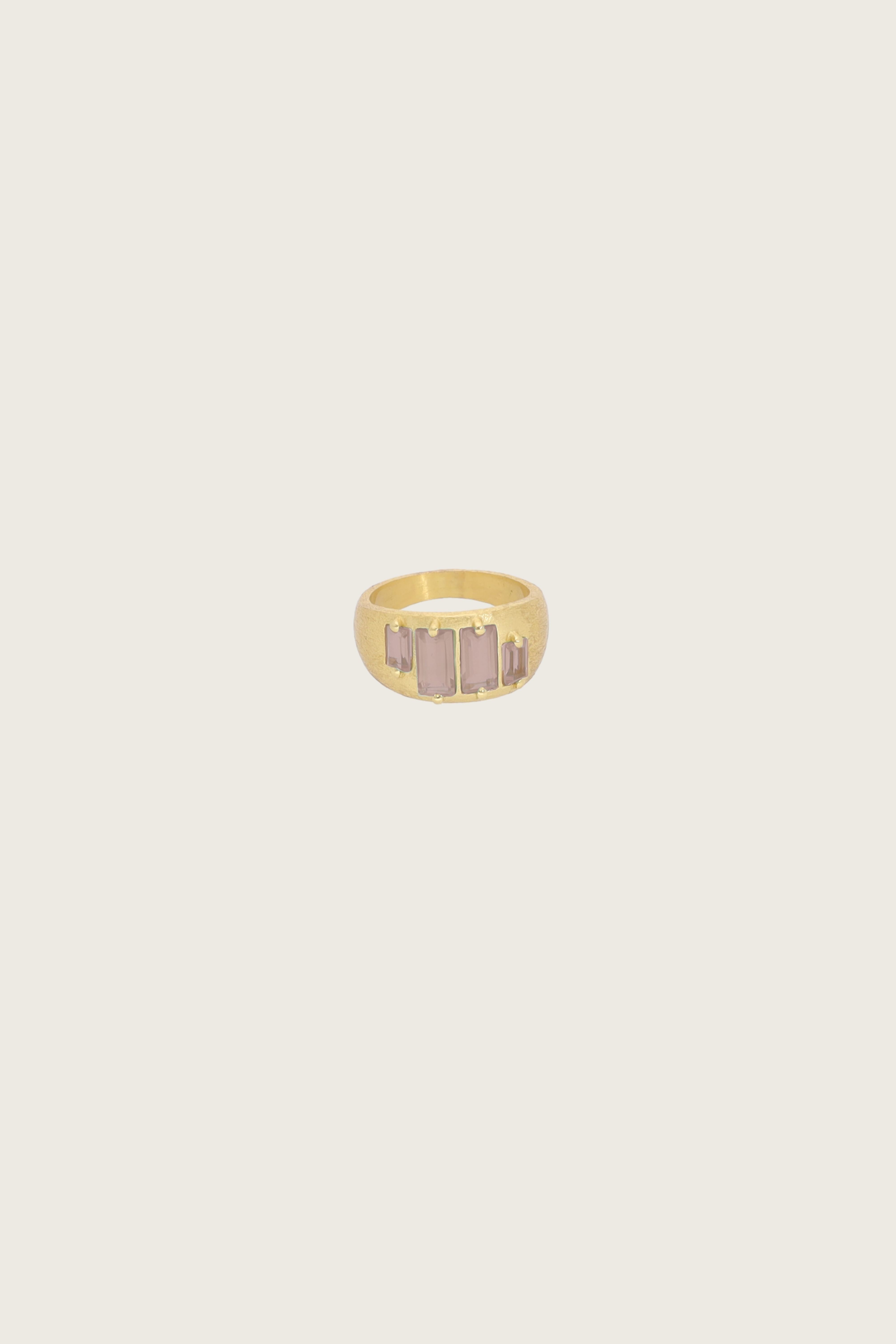 Velora 18K Recycled Fine Gold Plated Strawberry Quartz Ring