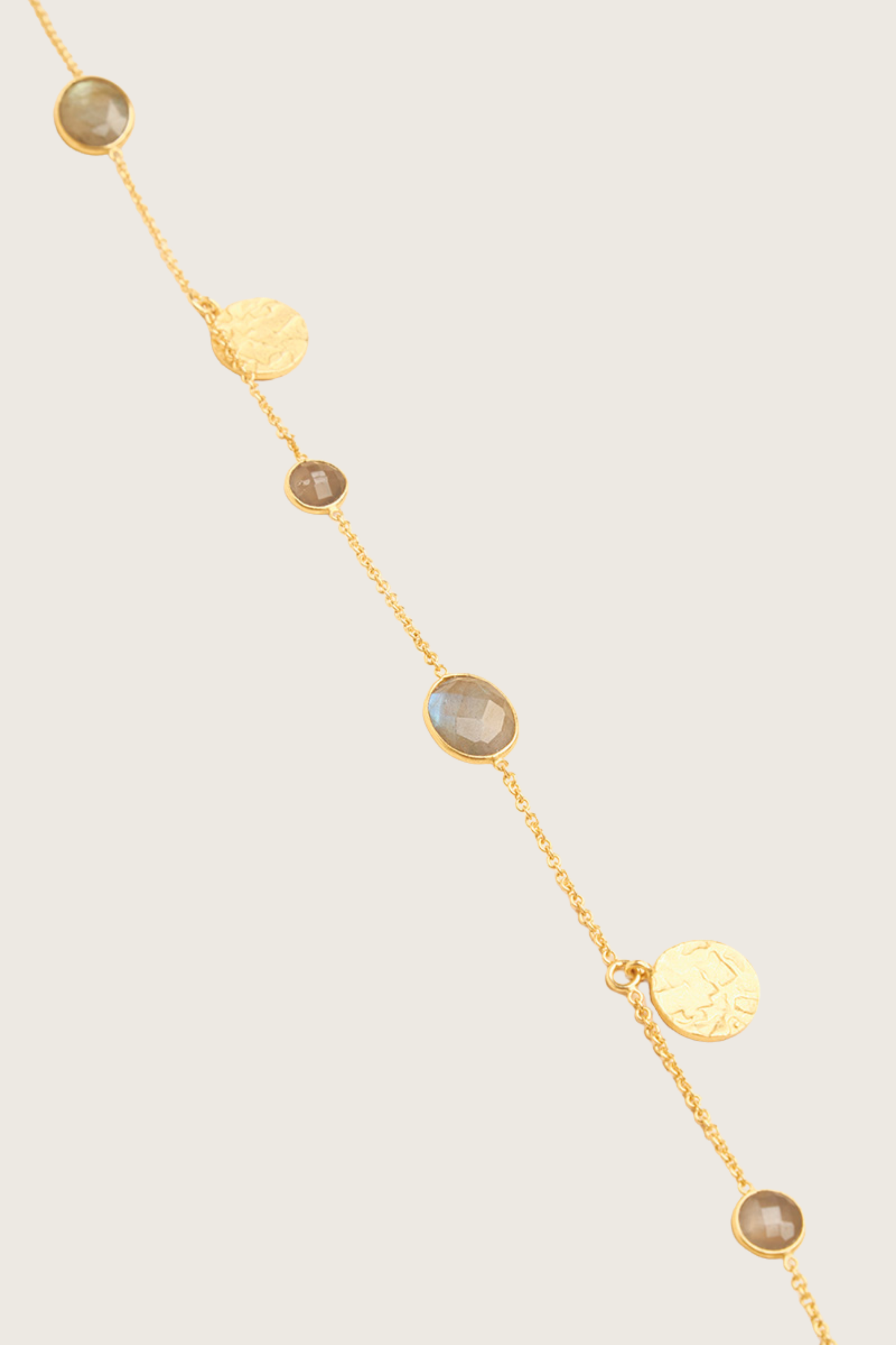 Minski 18K Recycled Fine Gold Plated Necklace, White Pearl / Rainbow Moonstone