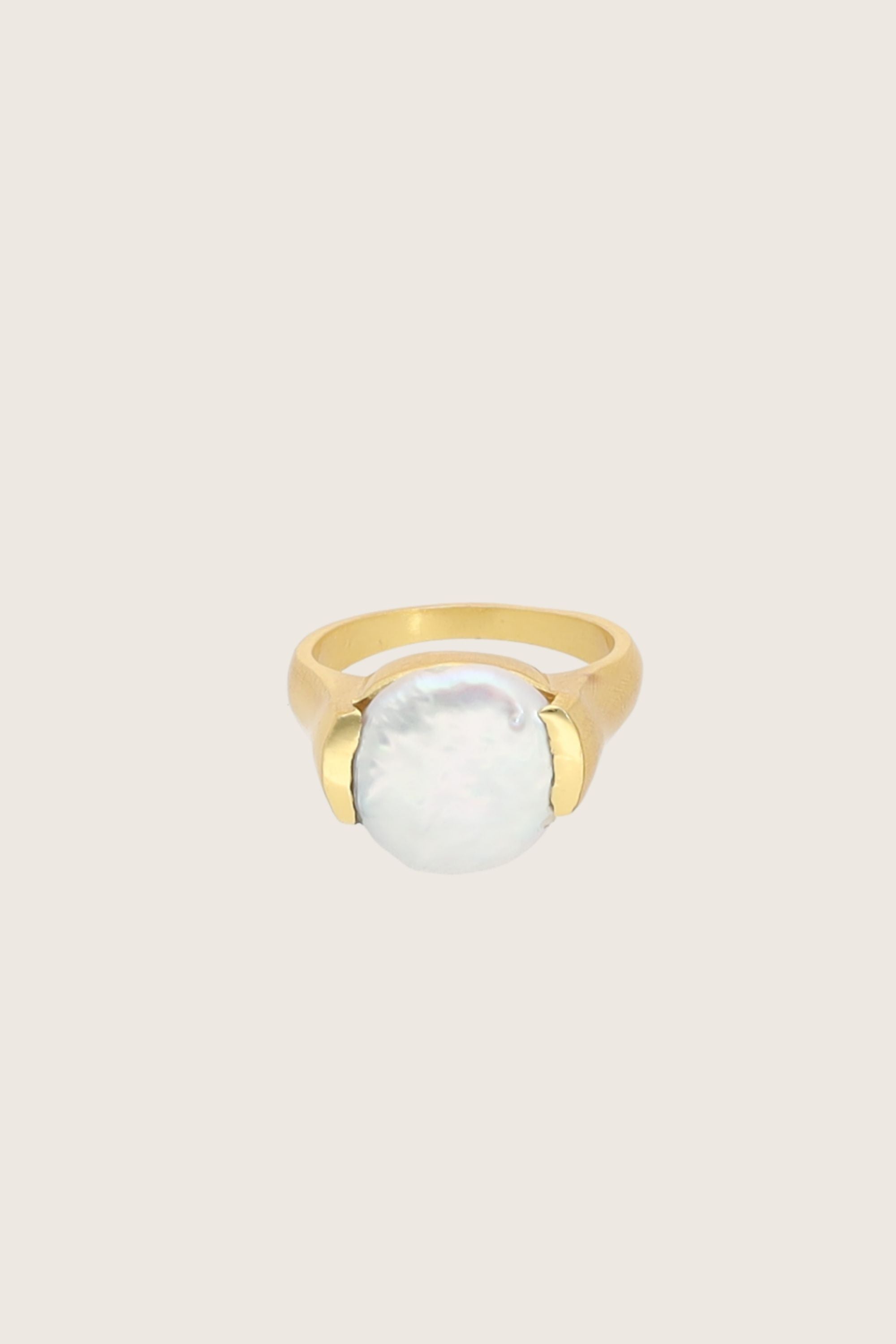 Ashni 18K Recycled Fine Gold Plated White Pearl Rings
