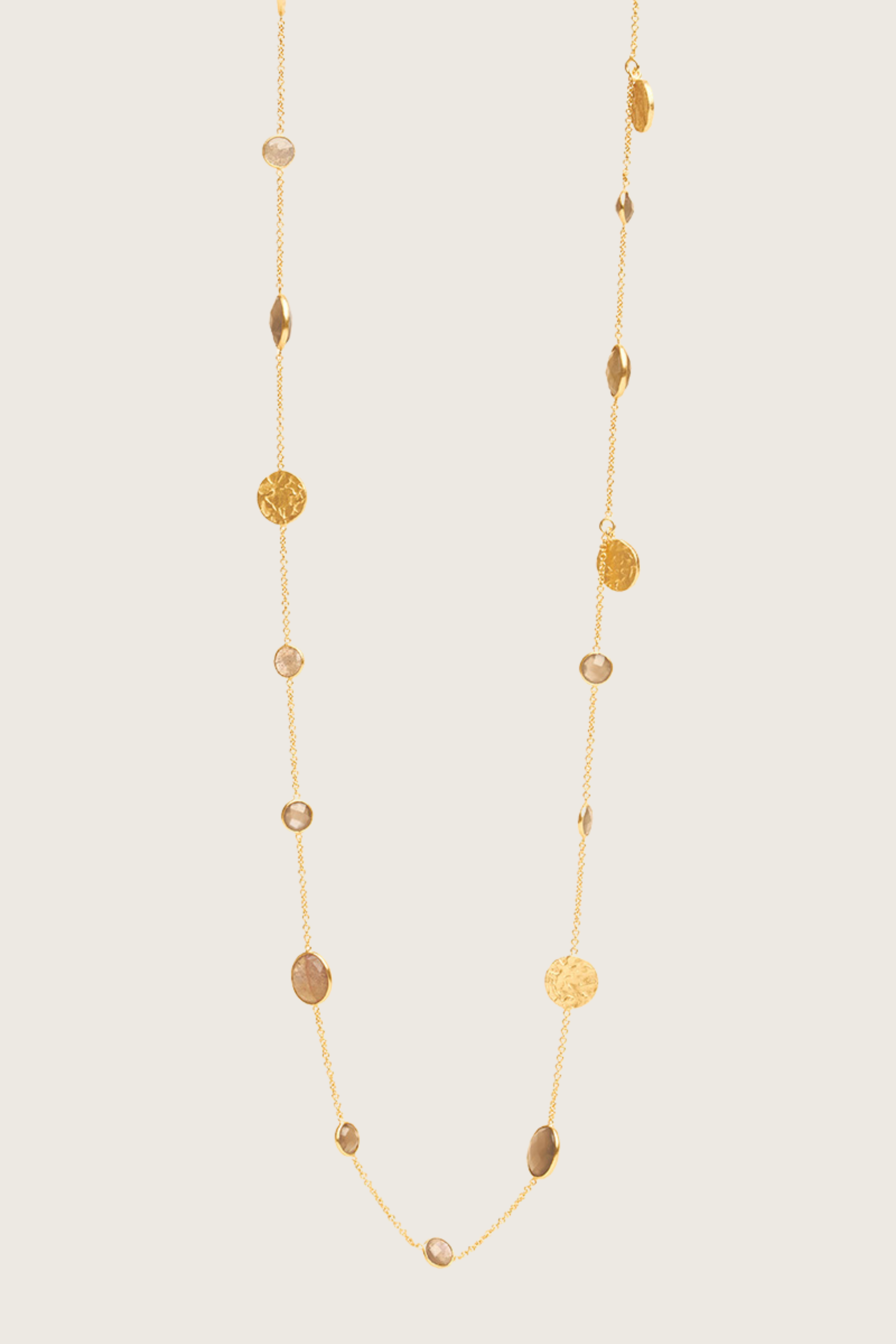 Minski 18K Recycled Fine Gold Plated Necklace, White Pearl / Rainbow Moonstone