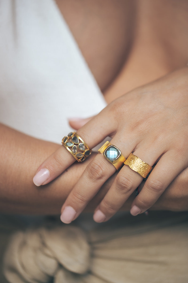 Malypso 18K Recycled Fine Gold Plated Labradorite Ring