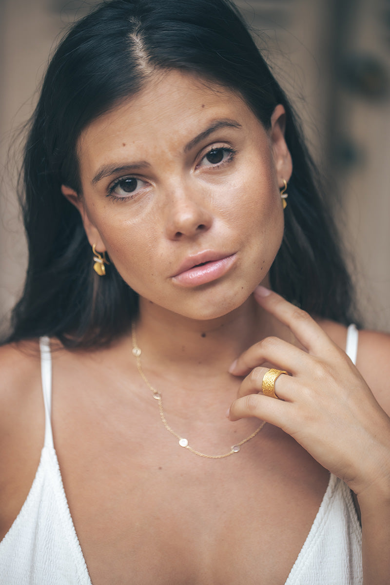 Andriaka 18K Recycled Fine Gold Plated Quartz Earrings - 925 Silver Posts