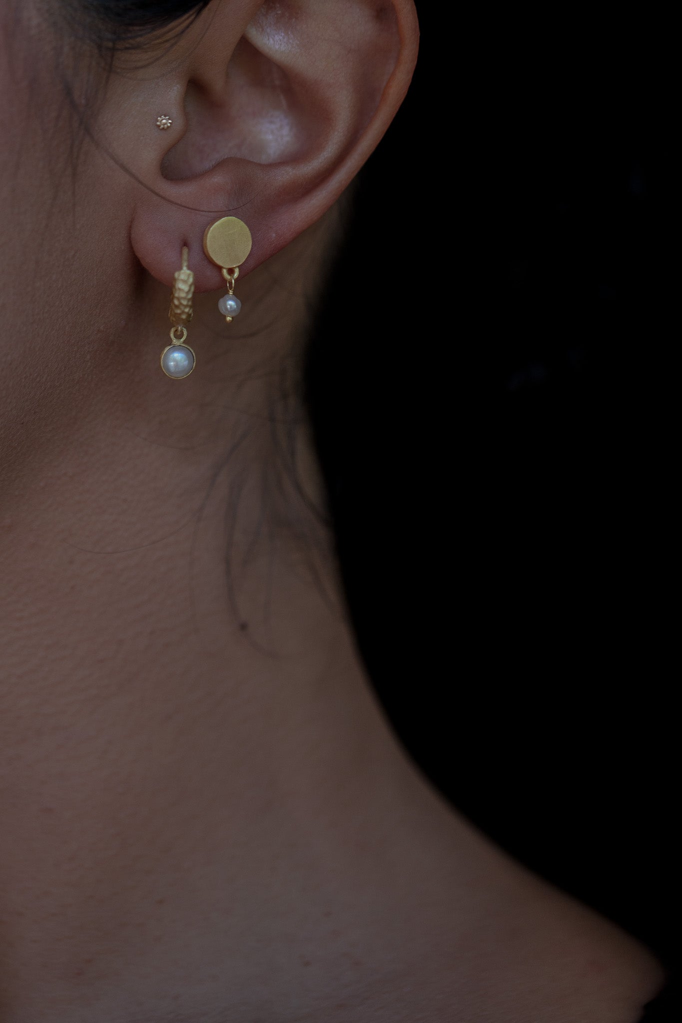 Zote 18K Recycled Fine Gold Plated Pearl Earrings - 925 Silver Posts