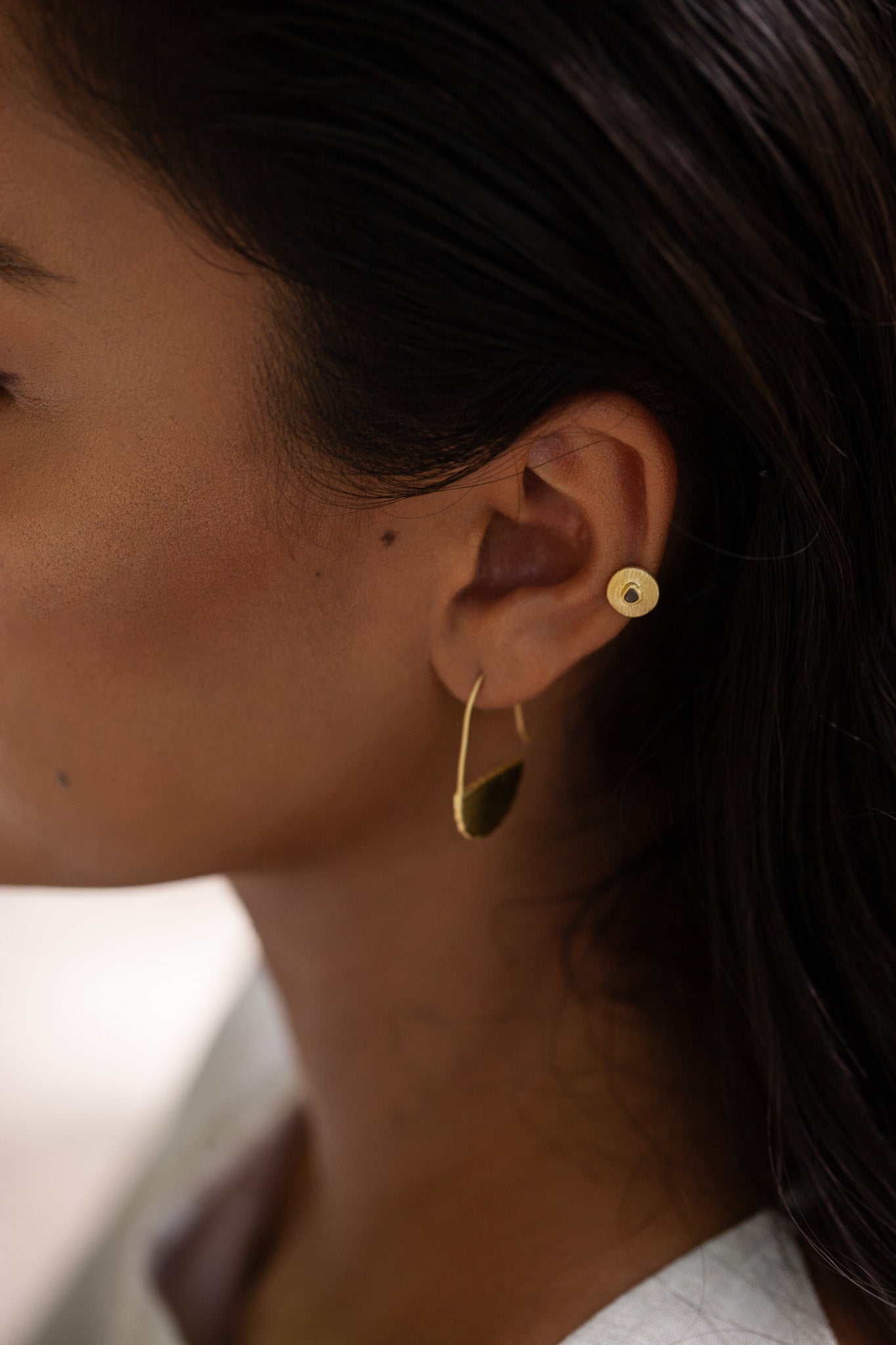 Aimara 18K Recycled Fine Gold Plated Polki Diamond Earrings - 925 Silver Posts