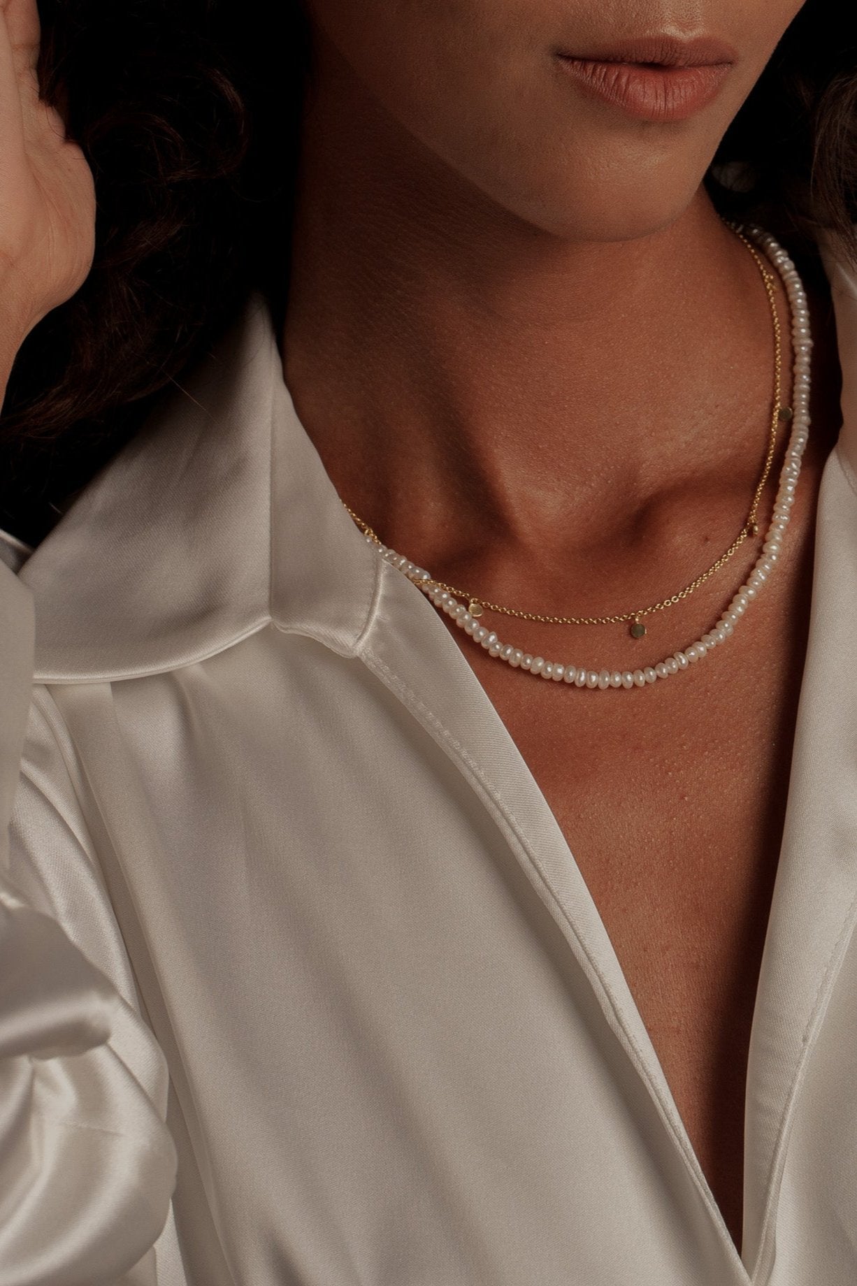 Collier Rasia en perles d'eau douce plaqué or fin recyclé 18 carats