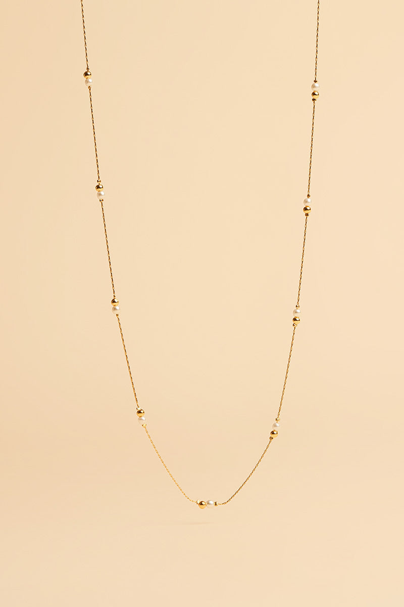 Jaru 14K Gold Inlay Freshwater Pearl Necklace