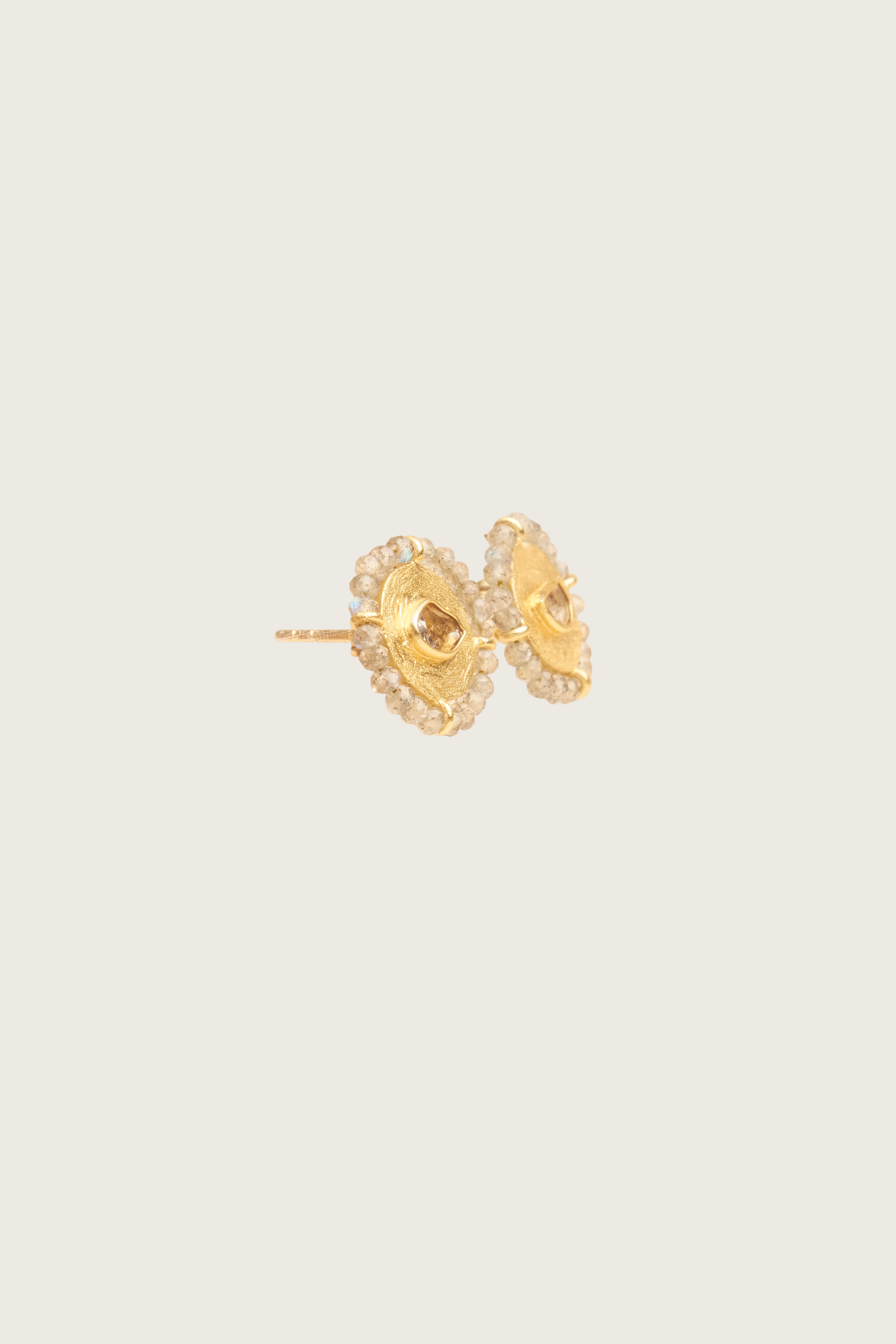Aimala 18K Recycled Fine Gold Plated Polki Diamond Earrings - 925 Silver Posts