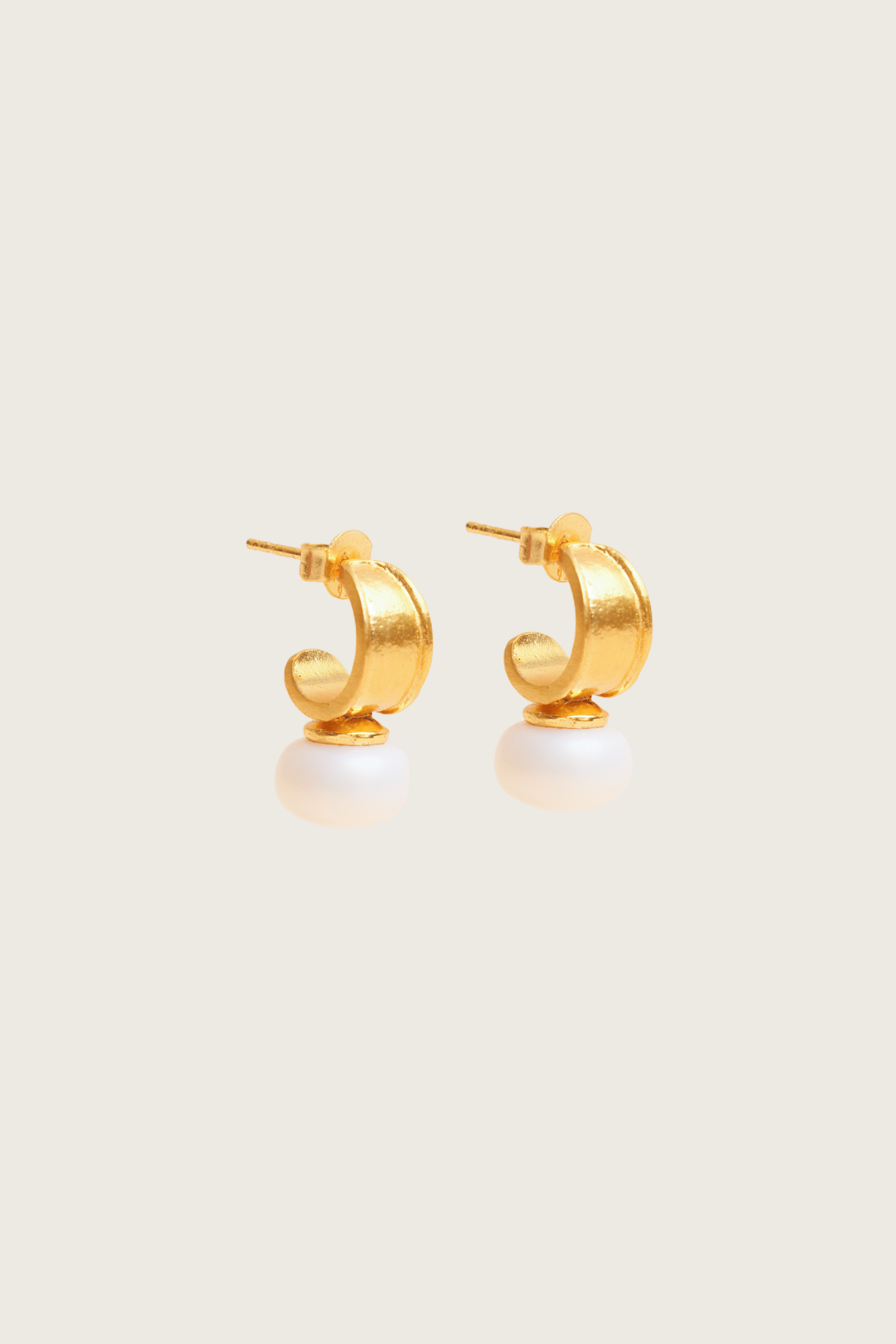 Idayu 18K Recycled Fine Gold Plated Pearl Earrings - 925 Silver Posts
