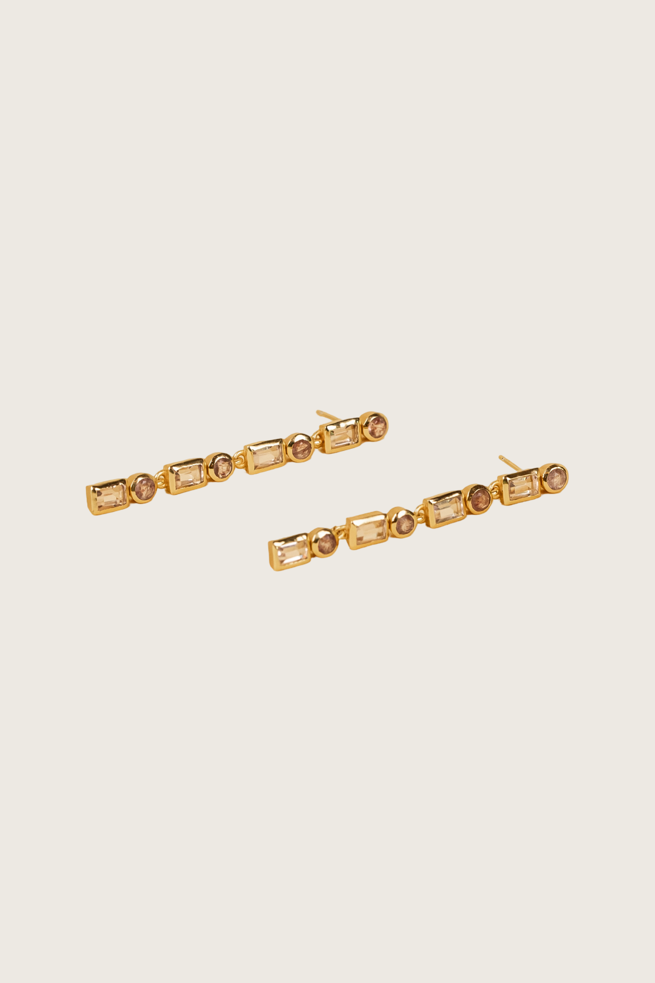 Luméra 18K Recycled Fine Gold Plated Morganite / Strawberry Quartz Earrings - 925 Silver Posts