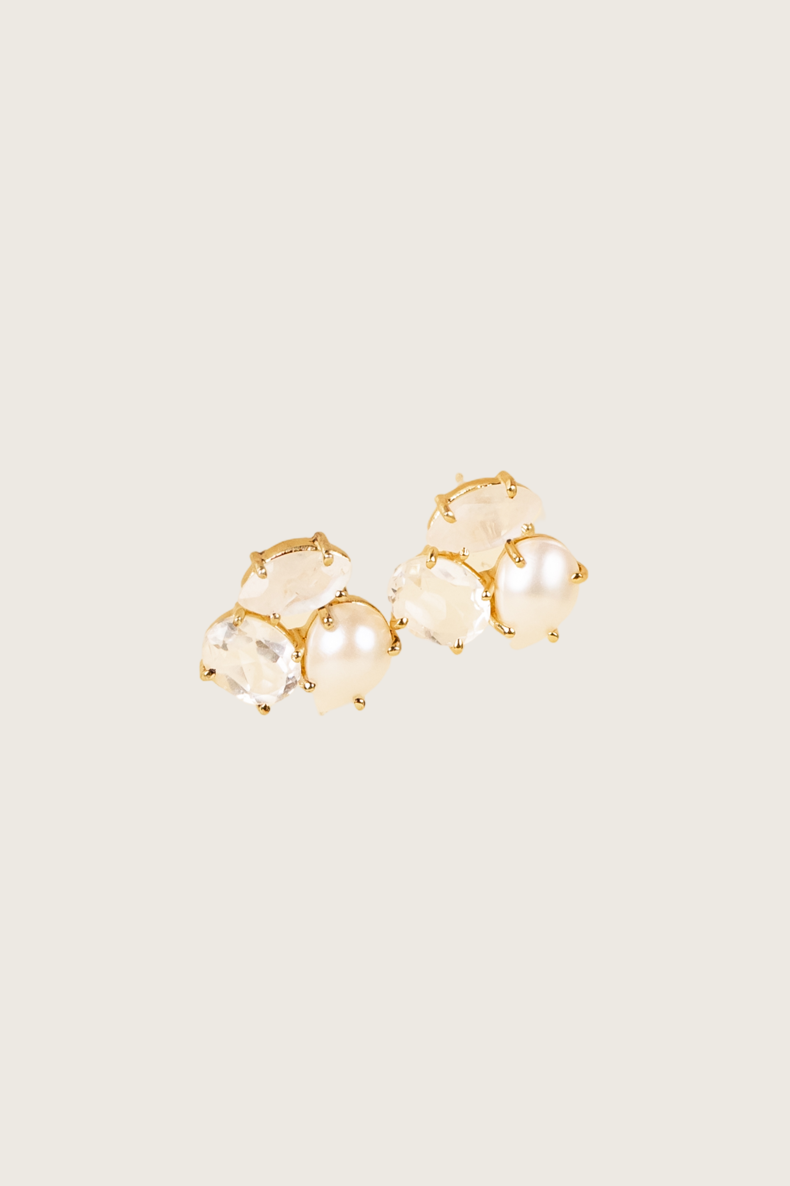 Nait 18K Recycled Fine Gold Plated Pearl Earrings - 925 Silver Posts