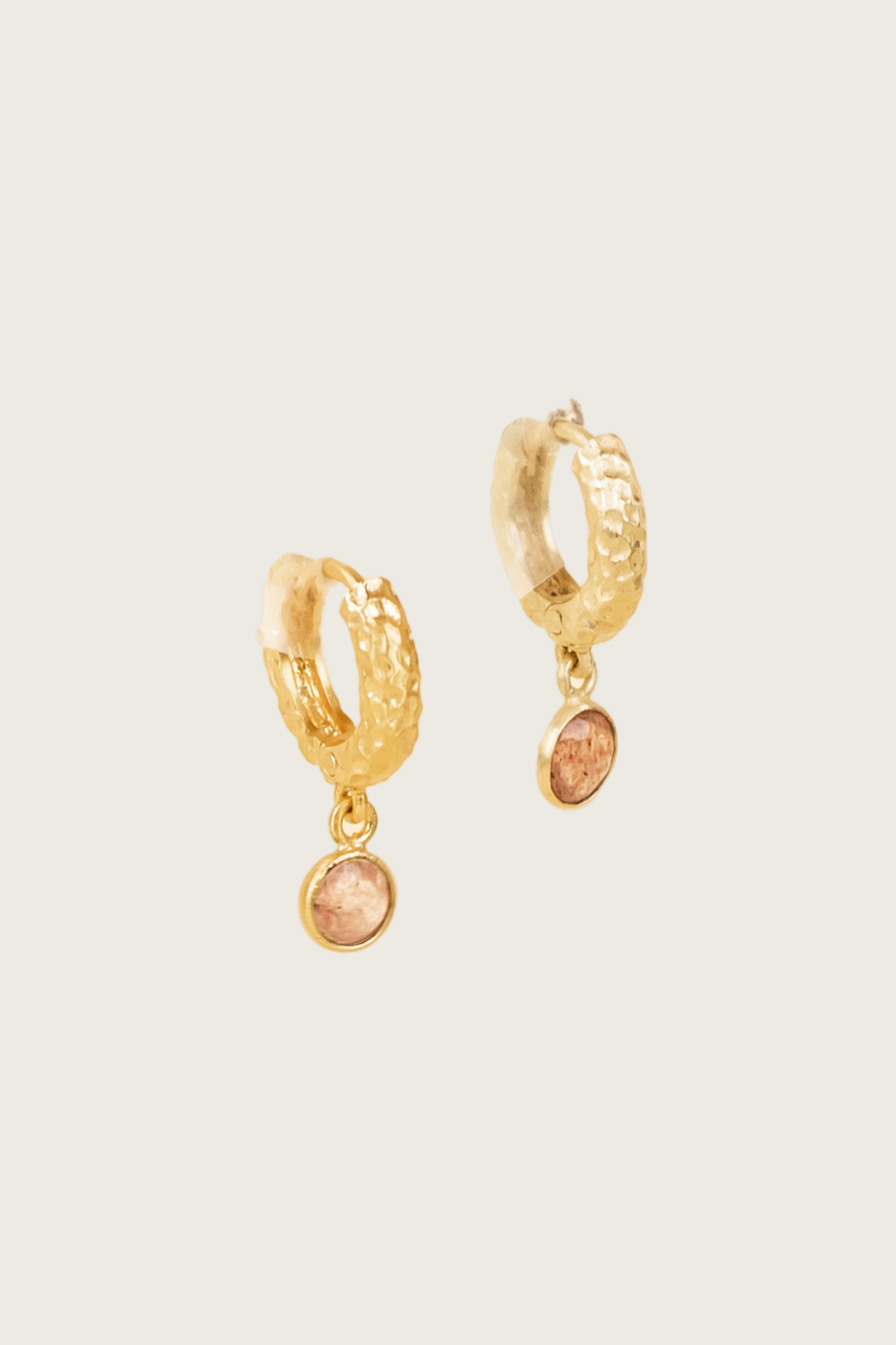 Tira 18K Recycled Fine Gold Plated Strawberry Quartz Earrings - 925 Silver Posts