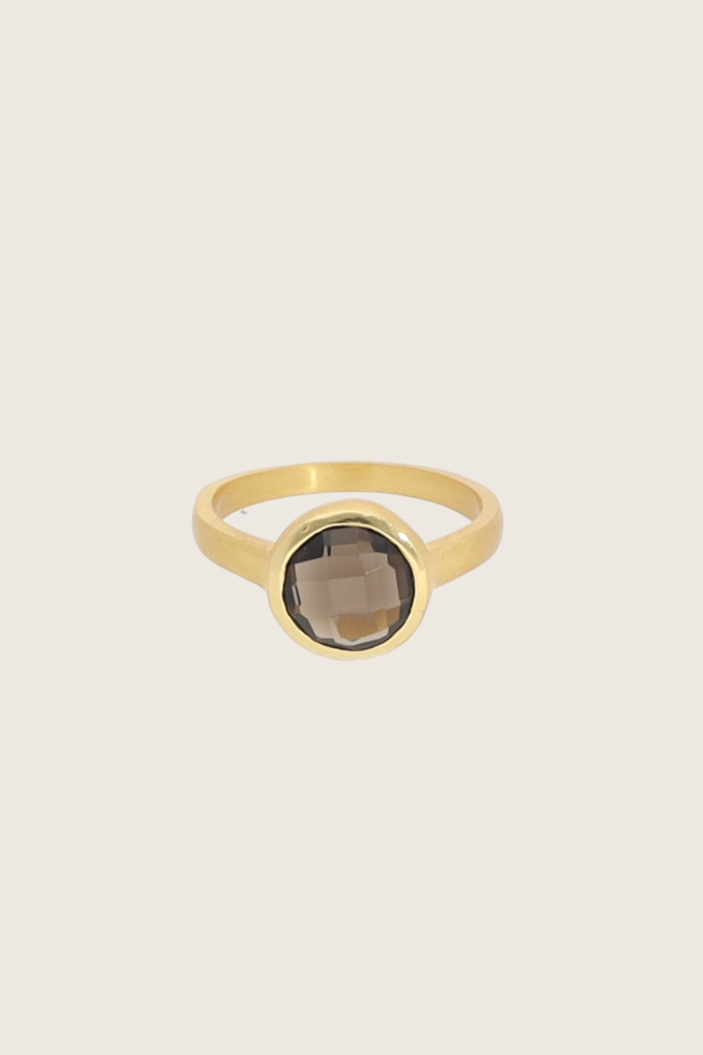 Bague Lysar plaquée or fin recyclé 18K, topaze fumée