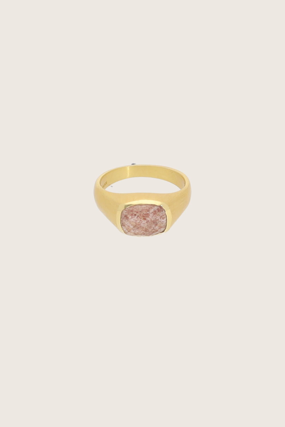Bague plaquée or fin recyclé 18K Lustrae, quartz fraise