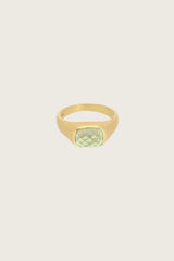 Bague Lustrae en or fin recyclé 18 carats plaqué or avec améthyste verte