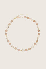 Collier Ellipsi en or fin recyclé 18 carats plaqué, pierre de lune pêche / quartz rose