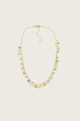 Collier Balah plaqué or fin recyclé 18K, Morganite / Topaze bleue
