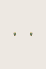 Siniu 18K Recycled Fine Gold Plated Earrings - 925 Silver Posts, Green Tourmaline