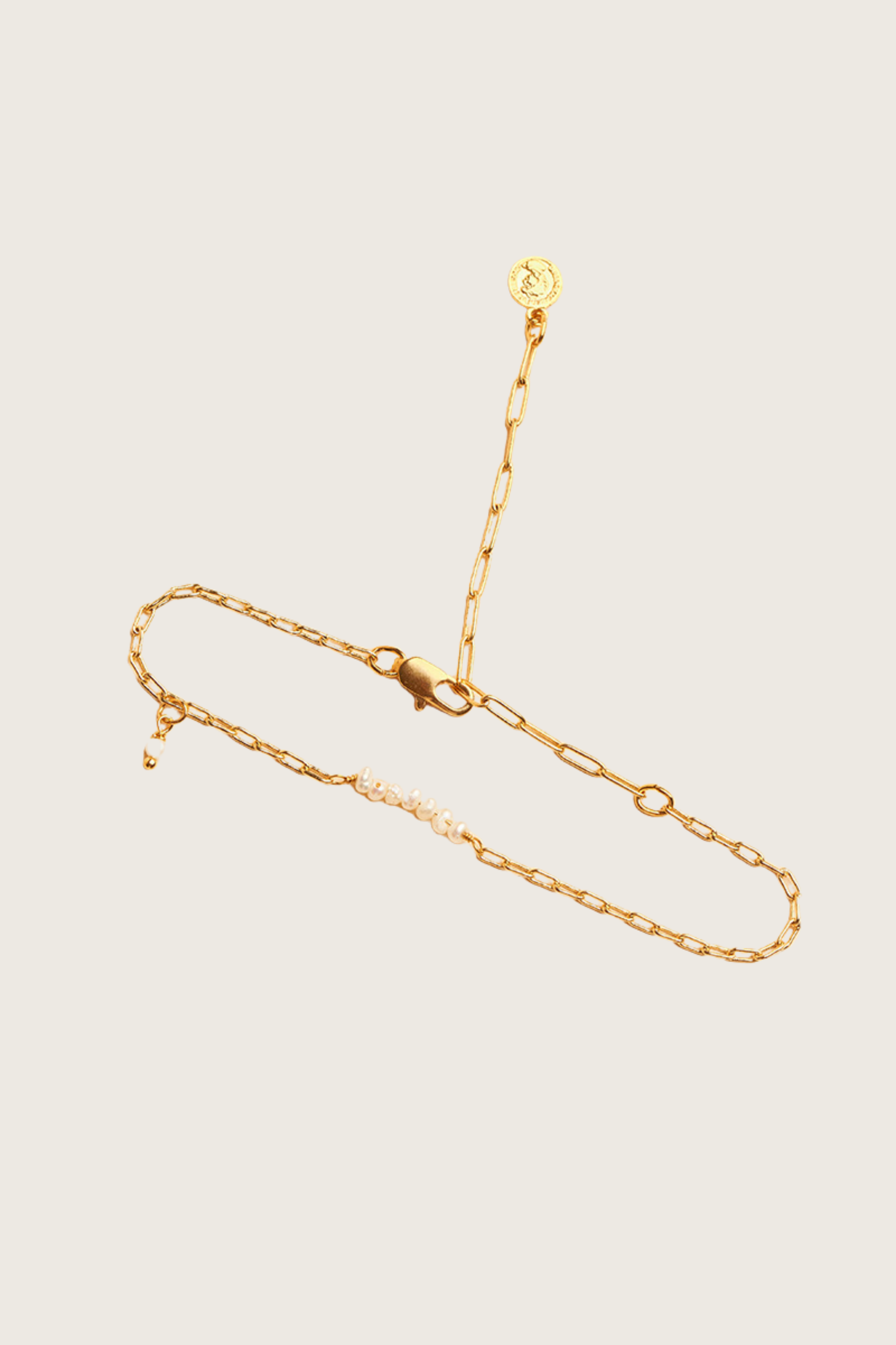 Bracelet en perles d'eau douce avec incrustation en or 14 carats Jete