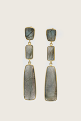 Boucles d'oreilles Tota plaquées or fin recyclé 18K - tiges en argent 925, labradorite