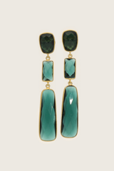 Tota 18K Recycled Fine Gold Plated Earrings - 925 Silver Posts , Green Tourmaline