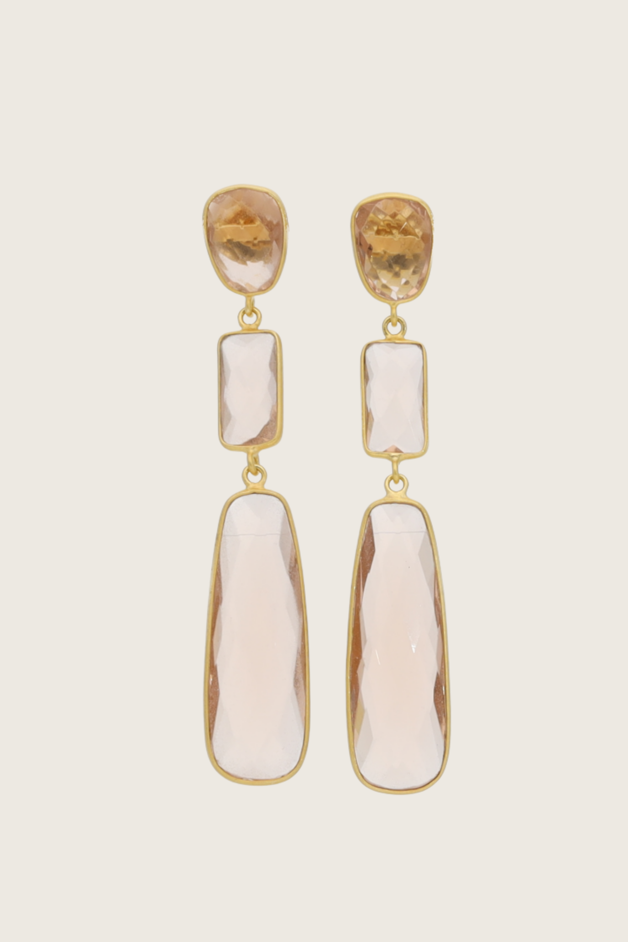 Tota 18K Recycled Fine Gold Plated Morganite Earrings - 925 Silver Posts