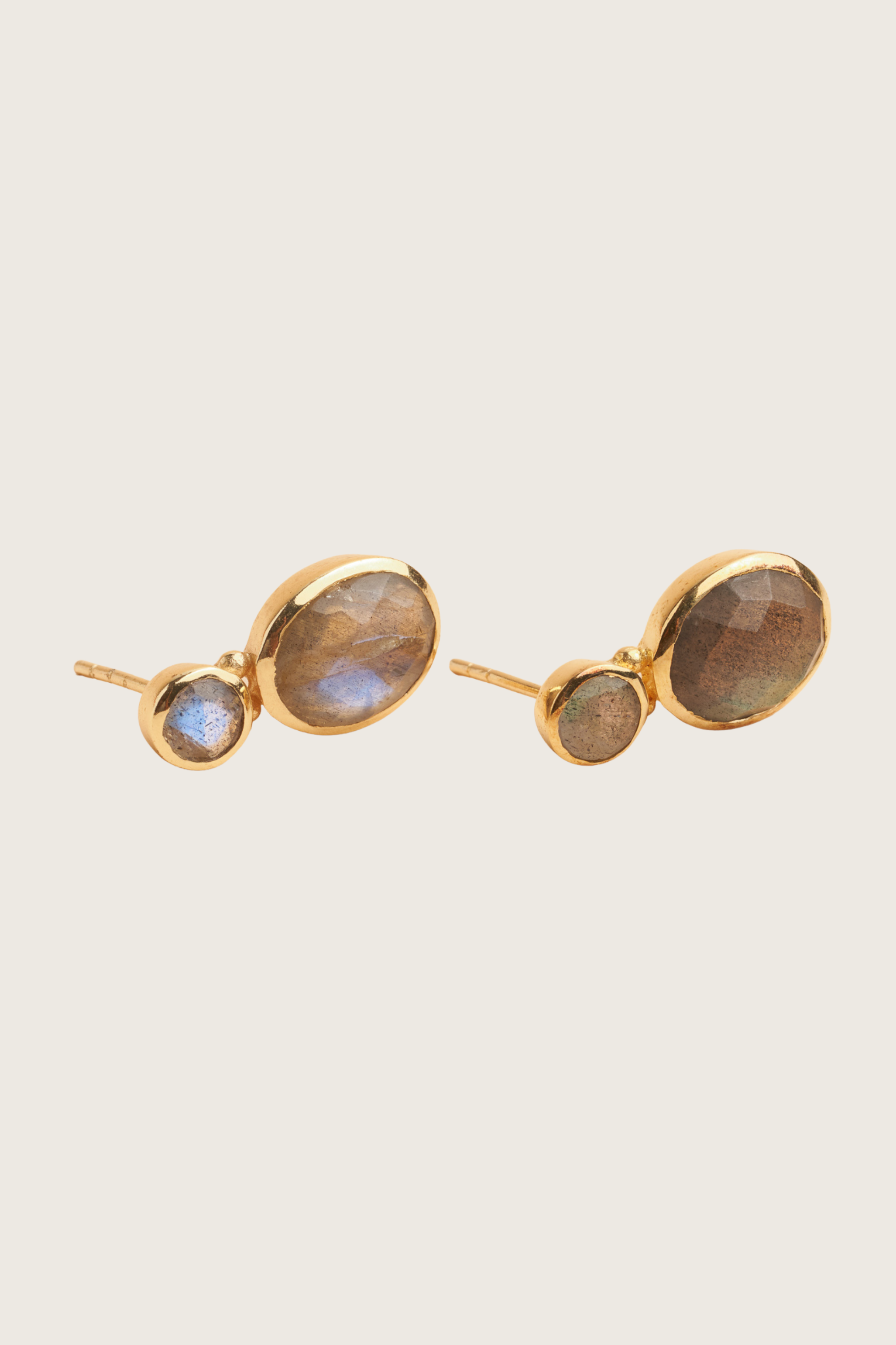 Zreinia 18K Recycled Fine Gold Plated Earrings - 925 Silver Posts , Labradorite