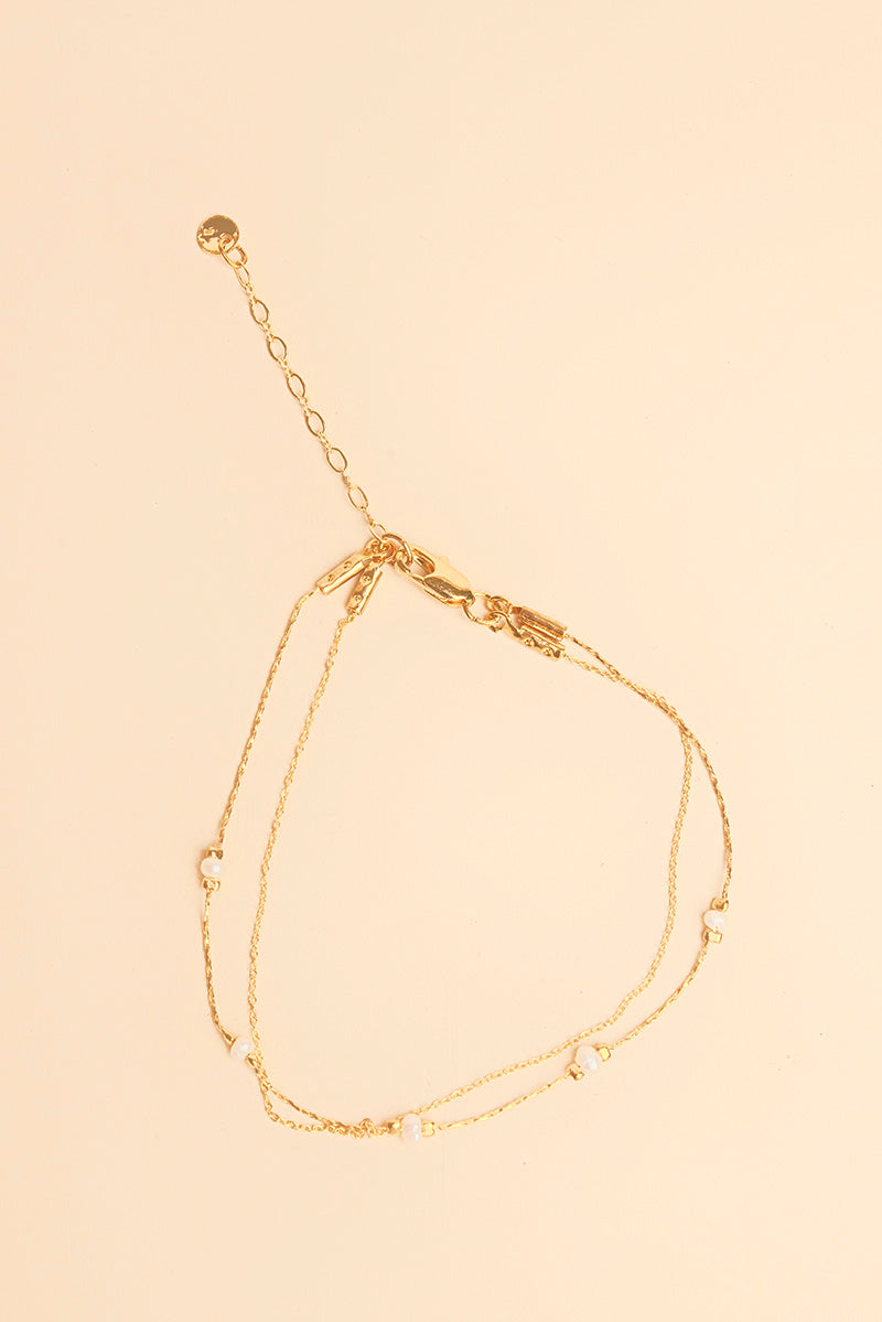 Posla 14K Gold Inlay White Pearl Bracelet