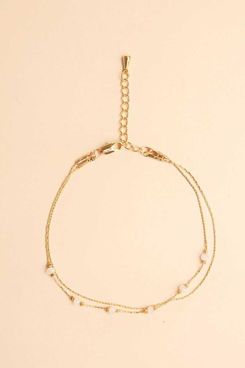 Posla 14K Gold Inlay Cream Crystal Bracelet