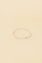 Bracelet Karu en or 14 carats avec incrustation de perle blanche et cristal de labradorite