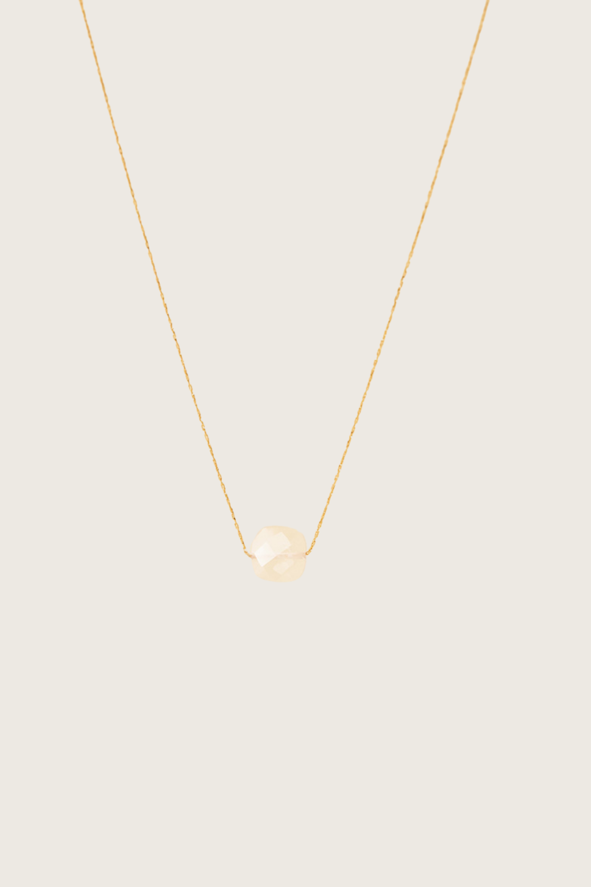 Collier en quartz rose avec incrustation en or 14 carats Jimini