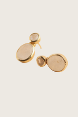 Zreinia 18K Recycled Fine Gold Plated Earrings - 925 Silver Posts , Rainbow Moonstone