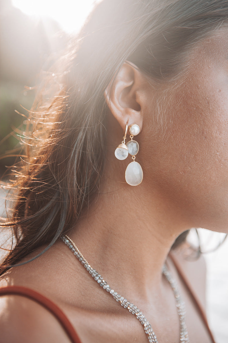 Tirua 18K Recycled Fine Gold Plated Blue Topaz Earrings - 925 Silver Posts