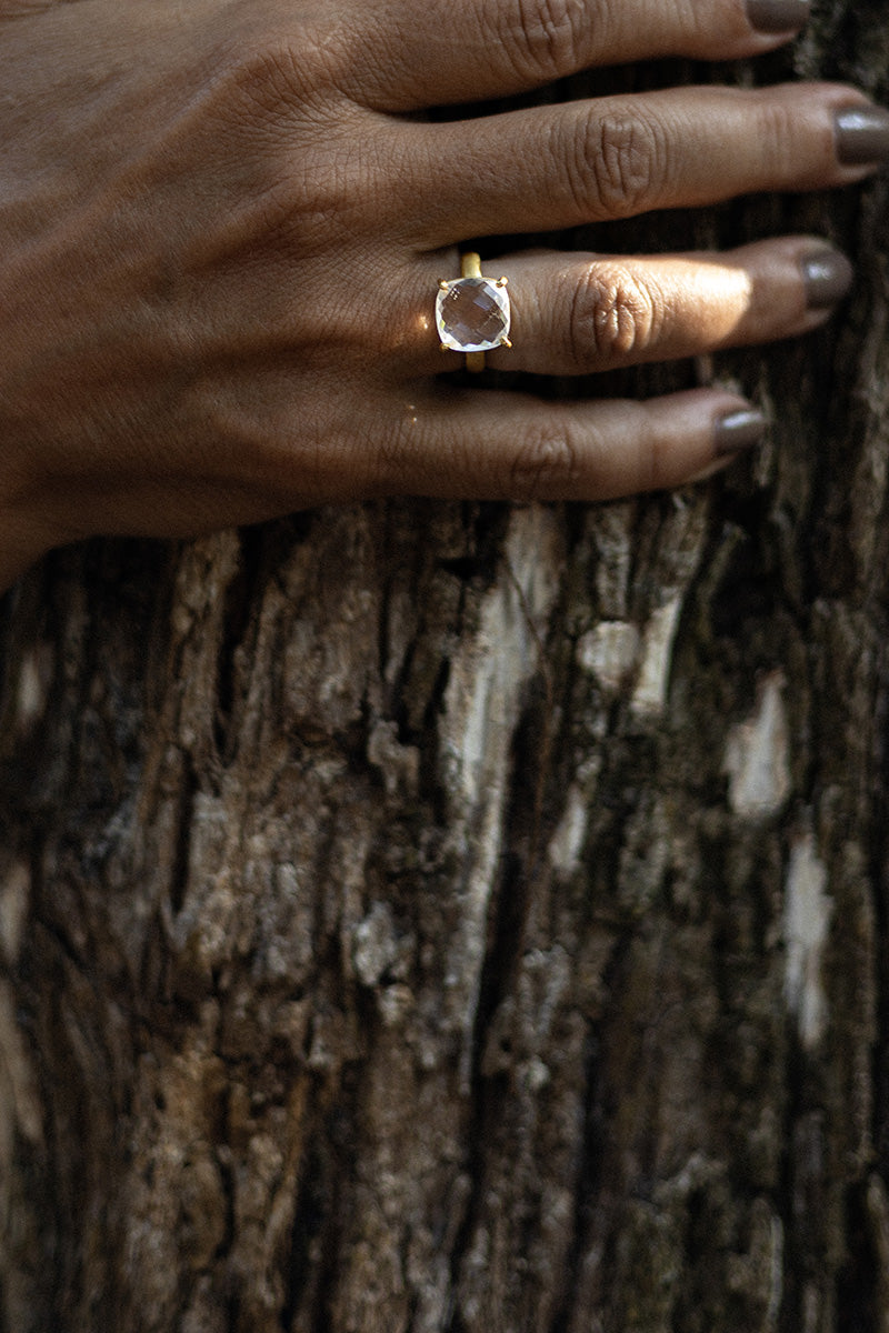 Bague Manil plaquée or fin recyclé 18K, perle blanche