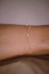 Jilwi 14K Gold Inlay Freshwater Pearl Bracelet