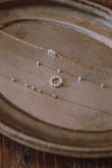 Yusi 14K Gold Inlay White Pearl Bracelet