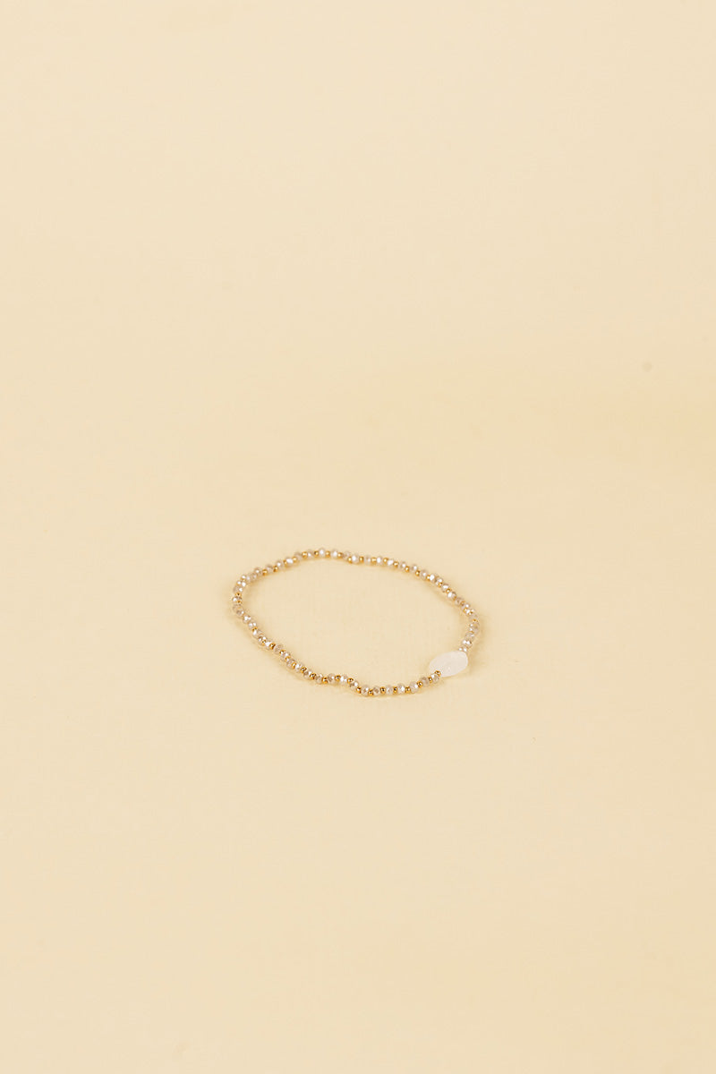 Ikumi 14K Gold Inlay Blush Crystal / Rainbow Moonstone Bracelet
