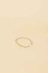 Ikumi 14K Gold Inlay Cream Crystal / Rainbow Moonstone Bracelet