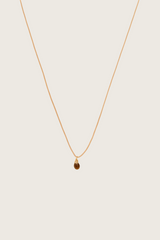 Collier pendentif Sirig avec incrustation en or 14 carats, corde crème / topaze fumée
