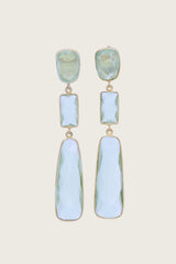 Boucles d'oreilles Tota plaquées or fin recyclé 18K - tiges en argent 925, topaze bleue