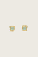 Solis 18K Recycled Fine Gold Plated Earrings - 925 Silver Posts, Green Amethyst