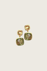 Basiri 18K Recycled Fine Gold Plated Earrings - 925 Silver Posts, Citrine & Green Amethyst