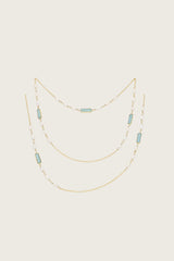 Taima 18K Recycled Fine Gold Plated Necklace, White Pearl / Blue Topaz