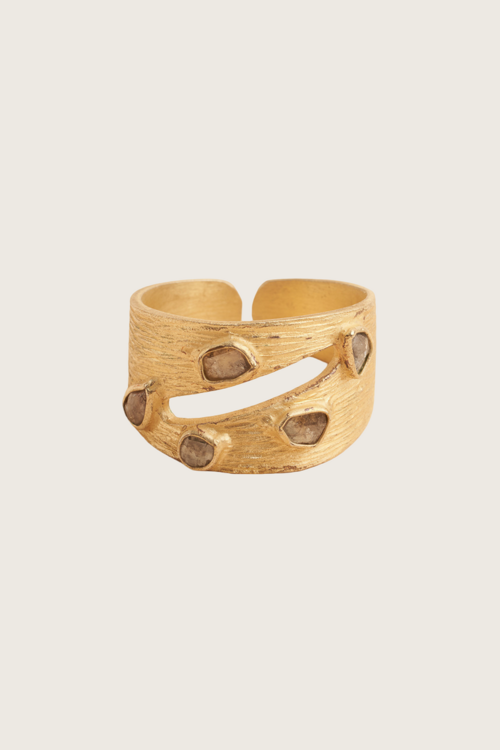 Bague Aimouni plaquée or fin recyclé 18K, diamant Polki