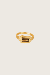 Caelia 18K Recycled Fine Gold Plated Ring, Smoky Topaz