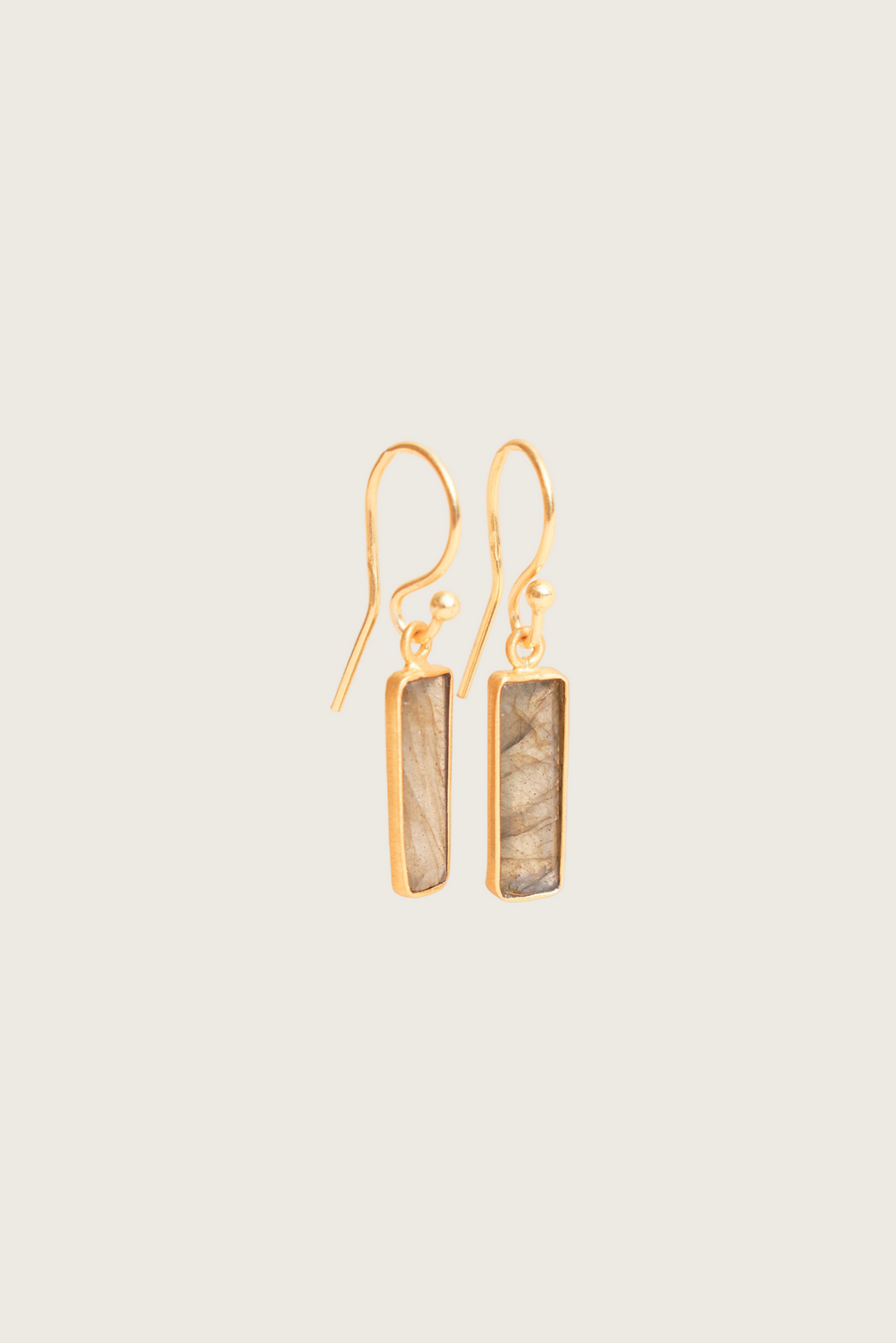 Boucles d'oreilles Muda plaquées or fin recyclé 18K, labradorite