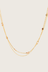 Collier en cristal tri-couleur clair avec incrustation en or 14 carats