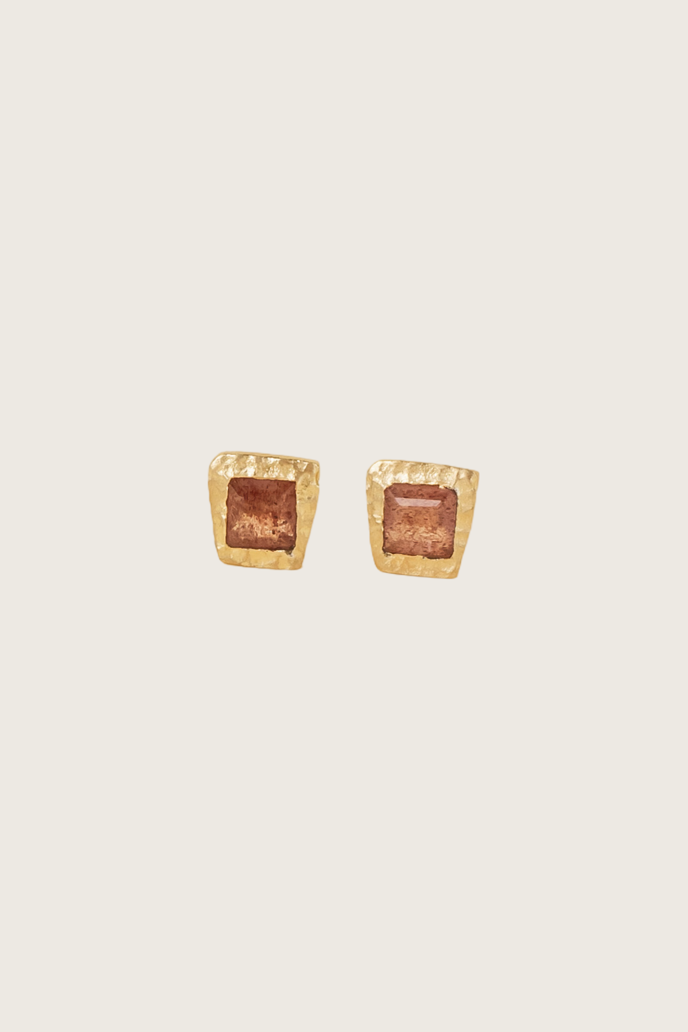 Solis 18K Recycled Fine Gold Plated Strawberry Quartz Earrings - 925 Silver Posts