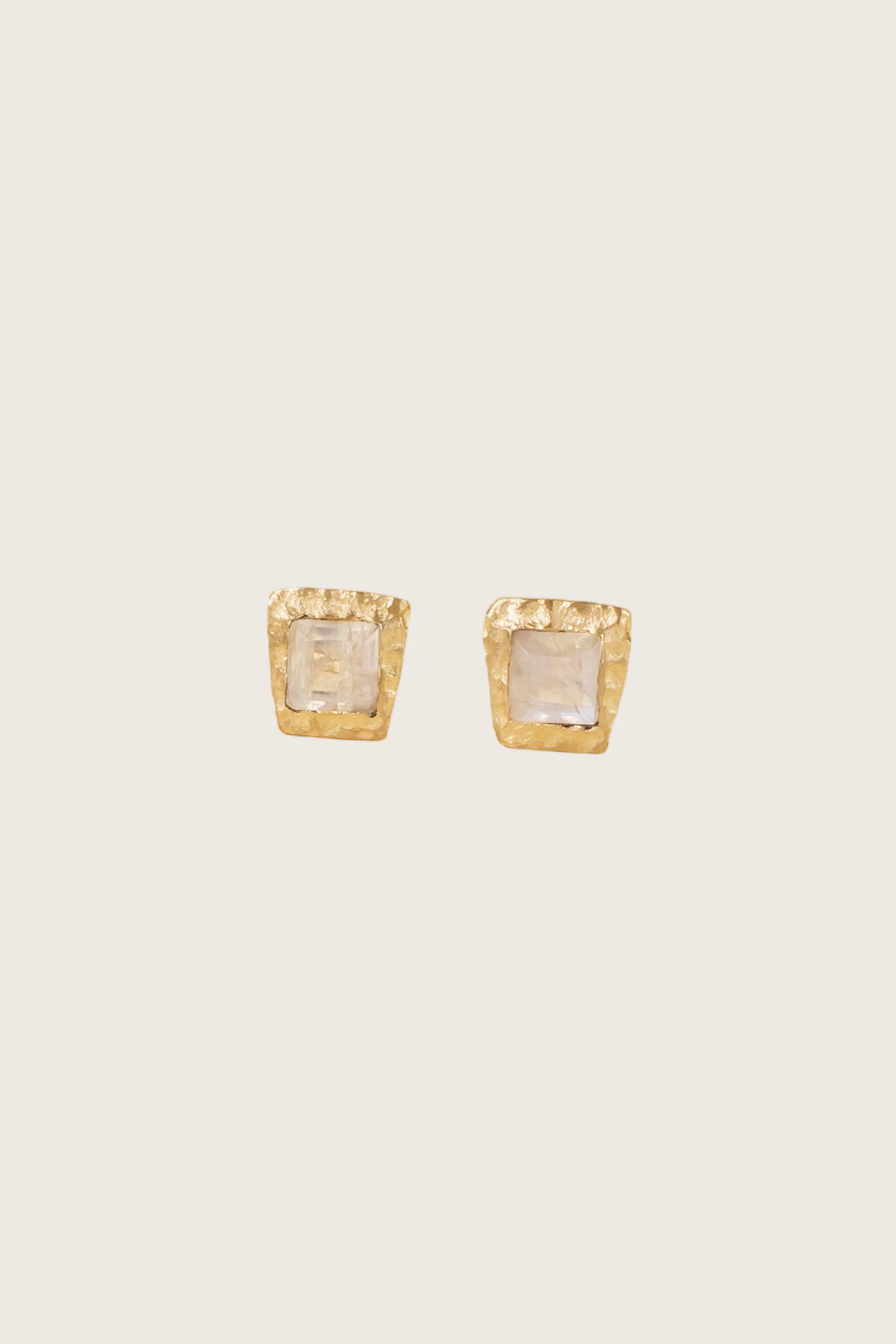 Solis 18K Recycled Fine Gold Plated Rainbow Moonstone Earrings - 925 Silver Posts