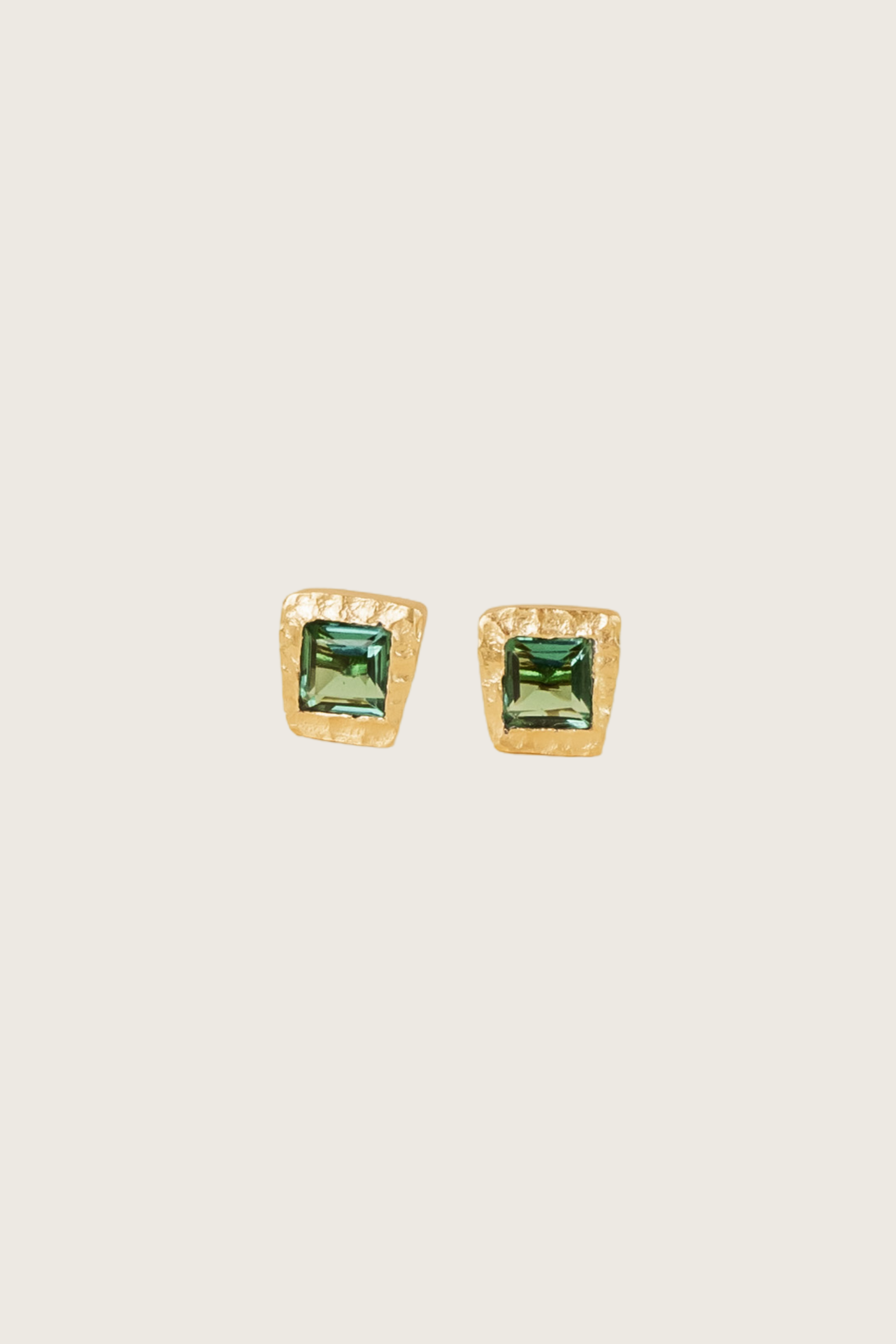 Solis 18K Recycled Fine Gold Plated Green Tourmaline Earrings - 925 Silver Posts